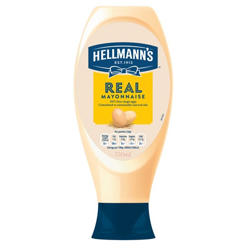 Hellmann 的品牌包裝設計，藍絲帶標志，手繪字體